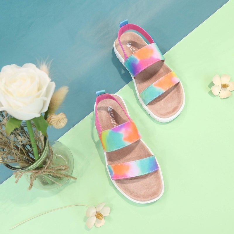 shoeslocker Little Girls Sandals Summer Shoes Open Toe Elastic Back Strap Sandals Flat for Little kids Size 3 - Image 5